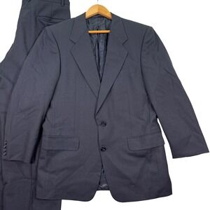 VINTAGE Hickey Freeman Mens 40S Gray Wool 2-Piece Suit Boardroom Pants 33x29 GUC